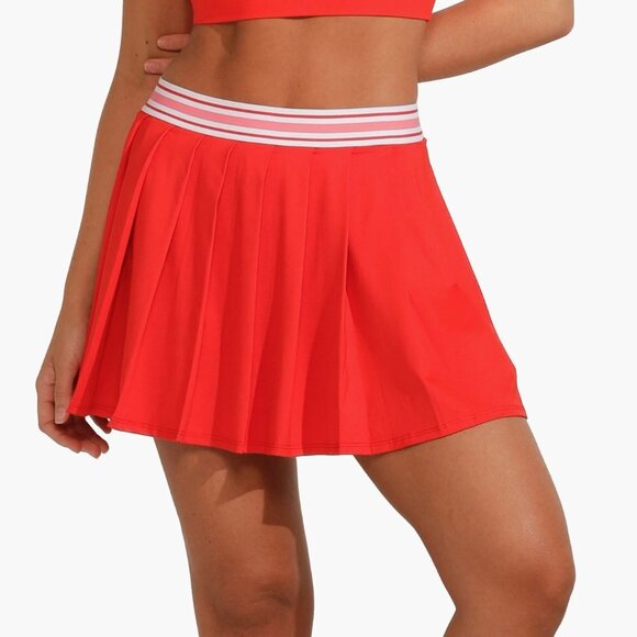 EleVen by Venus Williams Red Speedy High Waist Pleated Tennis Skirt - Picture 1 of 7